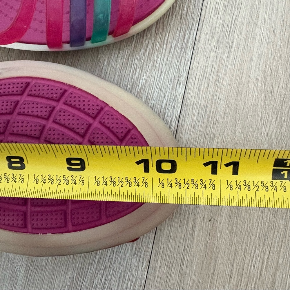 CROCS Womens Jelly Flats Size 10 Wide Cream Magenta Colorful Open Toe Comfort - Picture 11 of 11